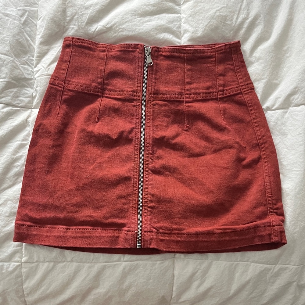 Free People Rust Red Zipper Front Women's Skirt